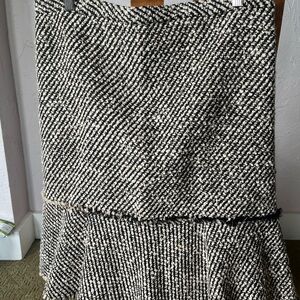 J. Crew Black and Cream Tweed fluted pencil skirt